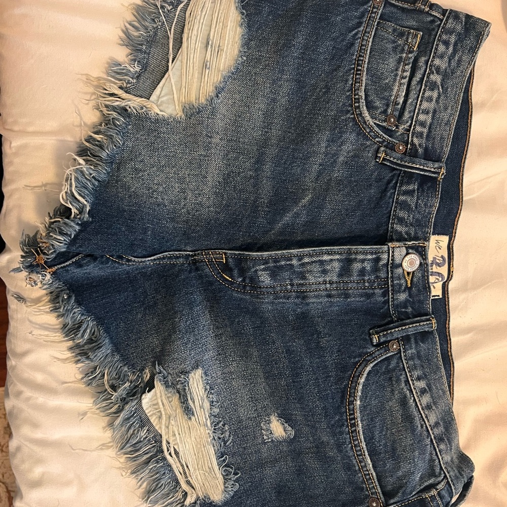 Free people denim shorts - We The Free Blue Distressed Jean Shorts
